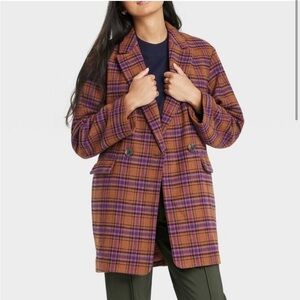 A New Day plaid wool overcoat